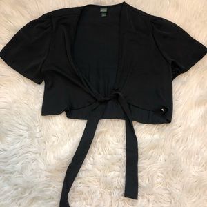 Satin crop top with tie front